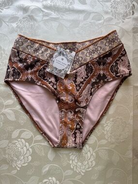 Anthropologie Paisley High-Waist Bikini Bottoms - Bronze & Blush Size XS